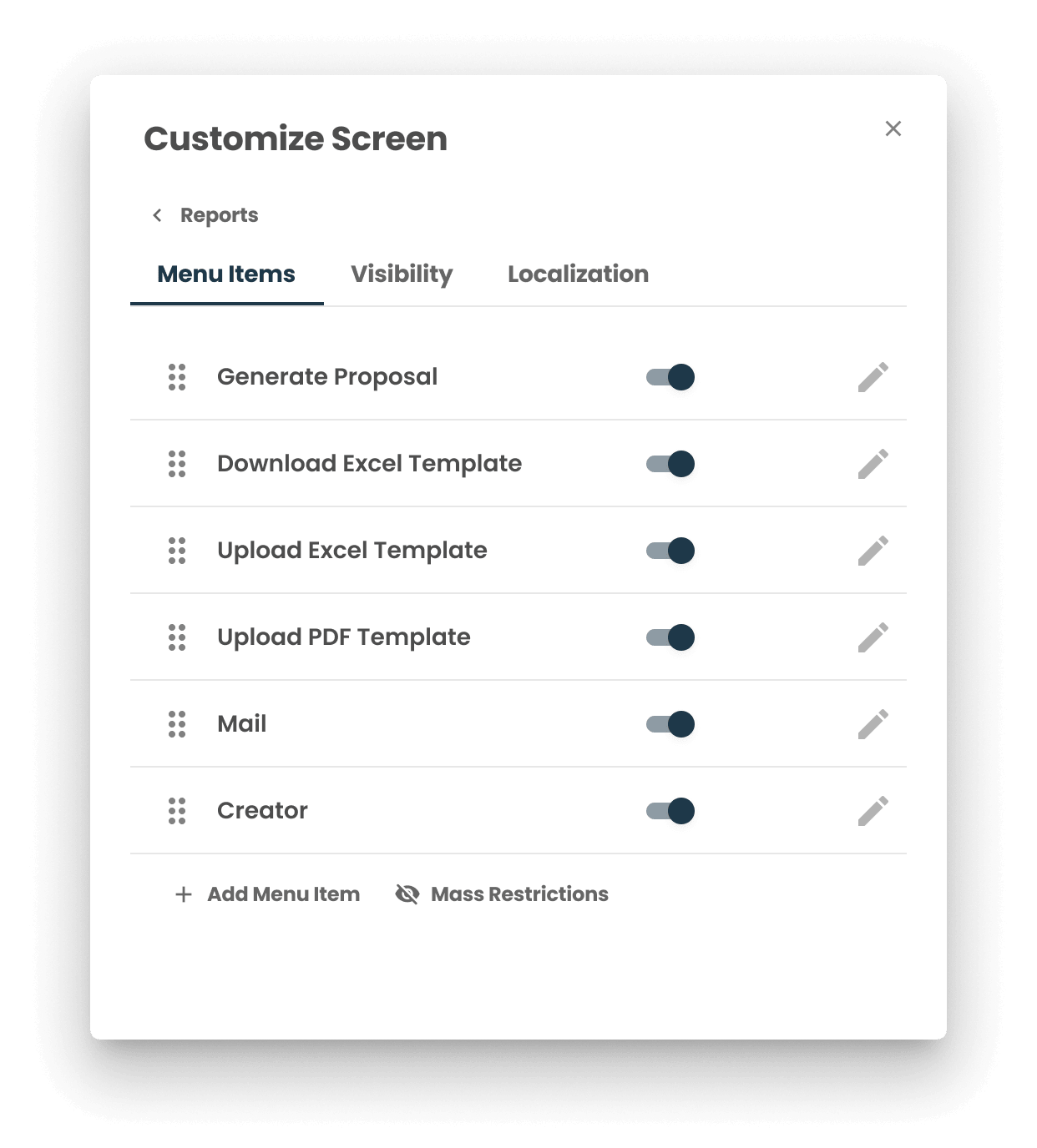 Zilliant CPQ customize table interface.